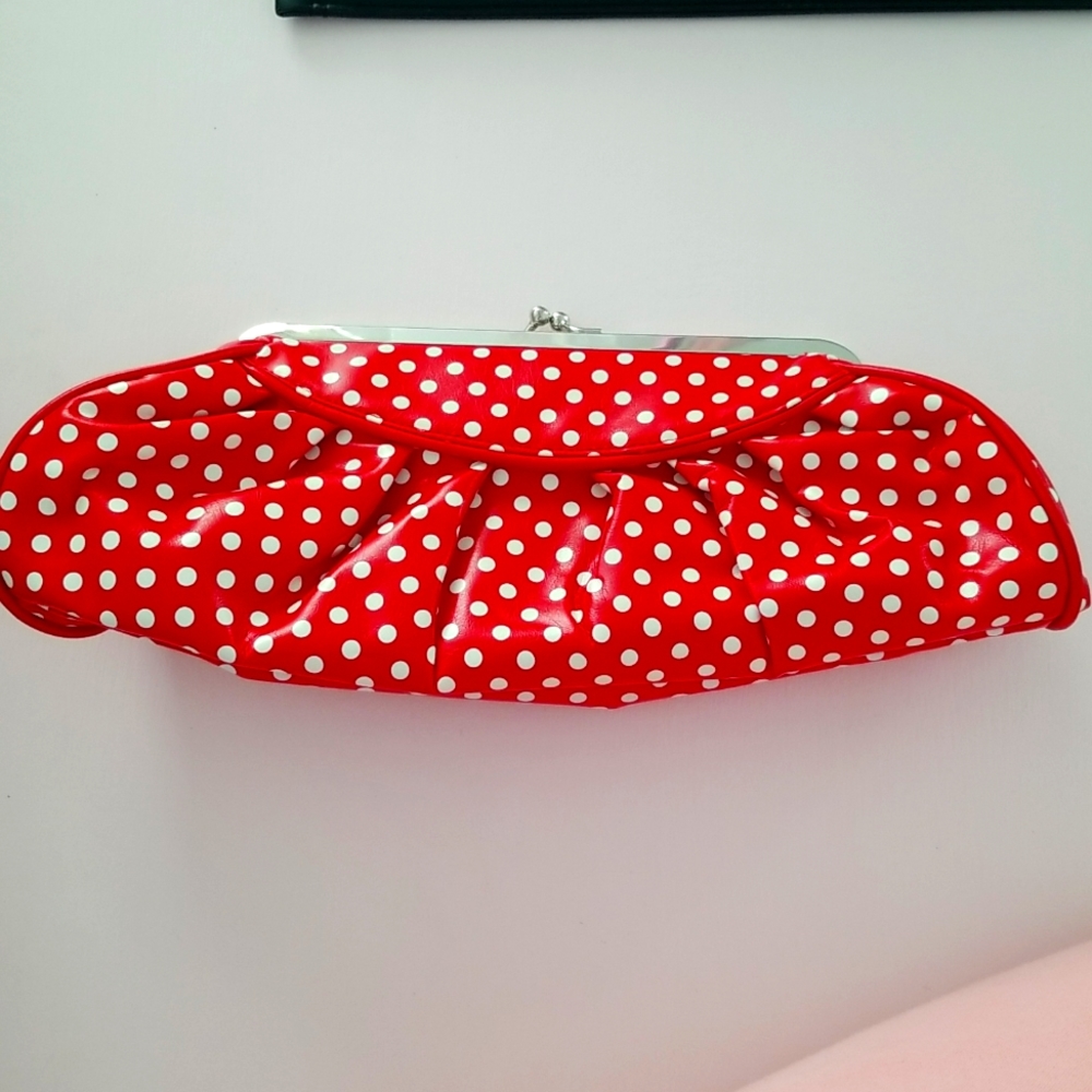 Red polka dot vintage style clutch